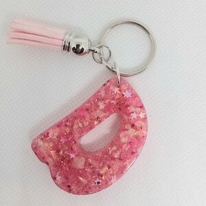 Pink Glitter Keychain with Tassel